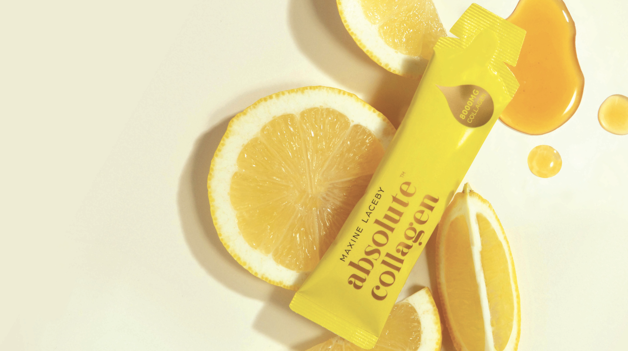 Flatlay image of AC sachet with sliced lemons 